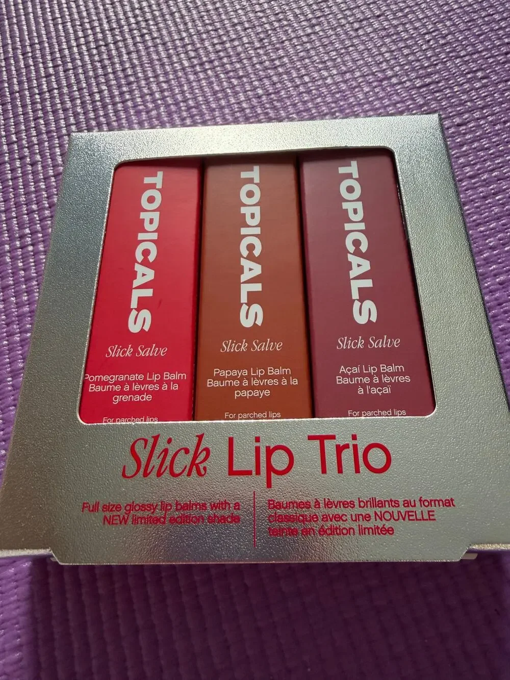 New Topicals Slick Salve Hydrating Glossy Lip Balm Trio 3 Piece Lot